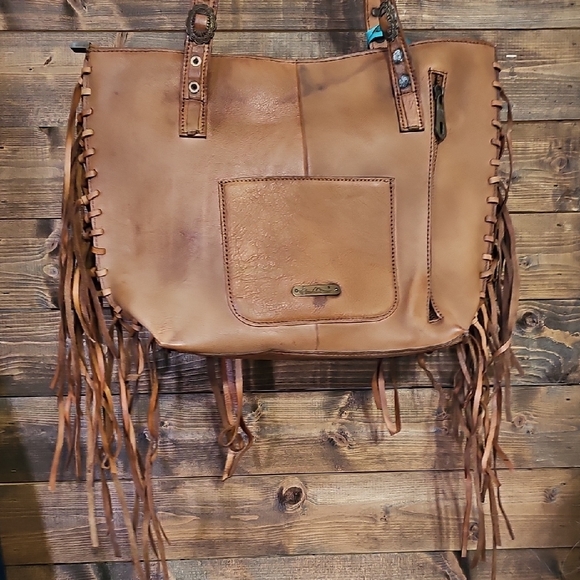 Western Leather Purse Fringe Handbag Tote Concealed Carry - Picture 4 of 16